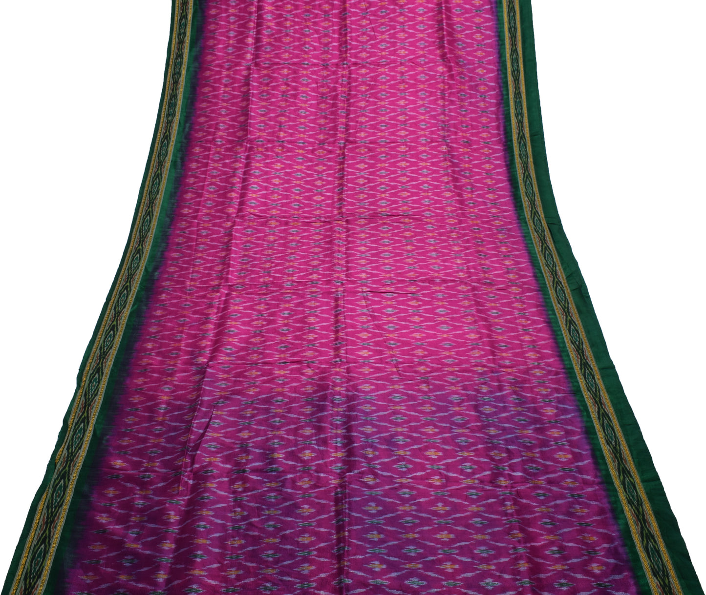 Sushila Vintage Purple Saree Pure Silk Hand Woven Ikat Patola Sari Craft Fabric