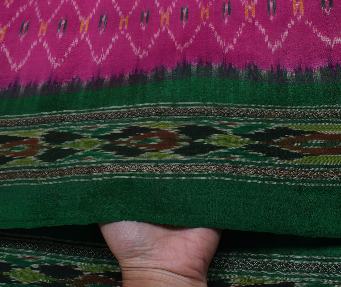 Sushila Vintage Purple Saree Pure Silk Hand Woven Ikat Patola Sari Craft Fabric