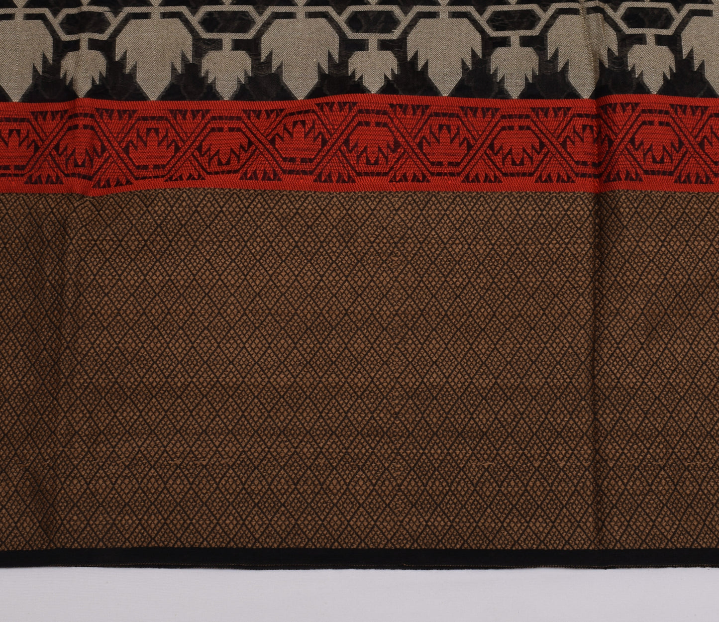 Sushila Vintage Black Saree Blend Silk Woven Floral Sari Craft 5 Yard Fabric