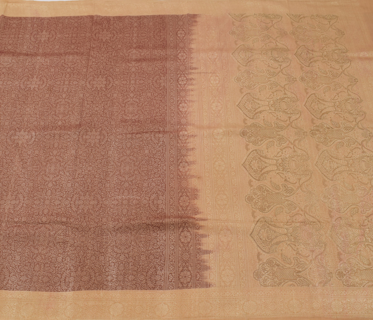 Sushila Vintage Indian Saree 100% Pure Silk Woven Floral Sari Craft 5 YD Fabric