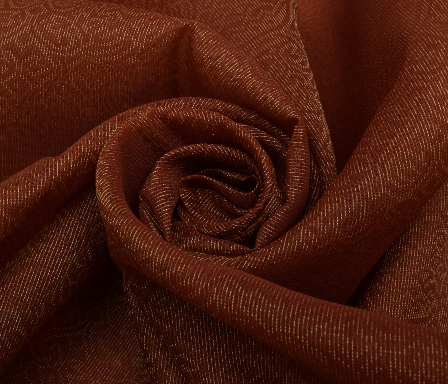 Sushila Vintage Indian Brown Sari Pure Silk Woven Floral Sari Craft Sheer Fabric