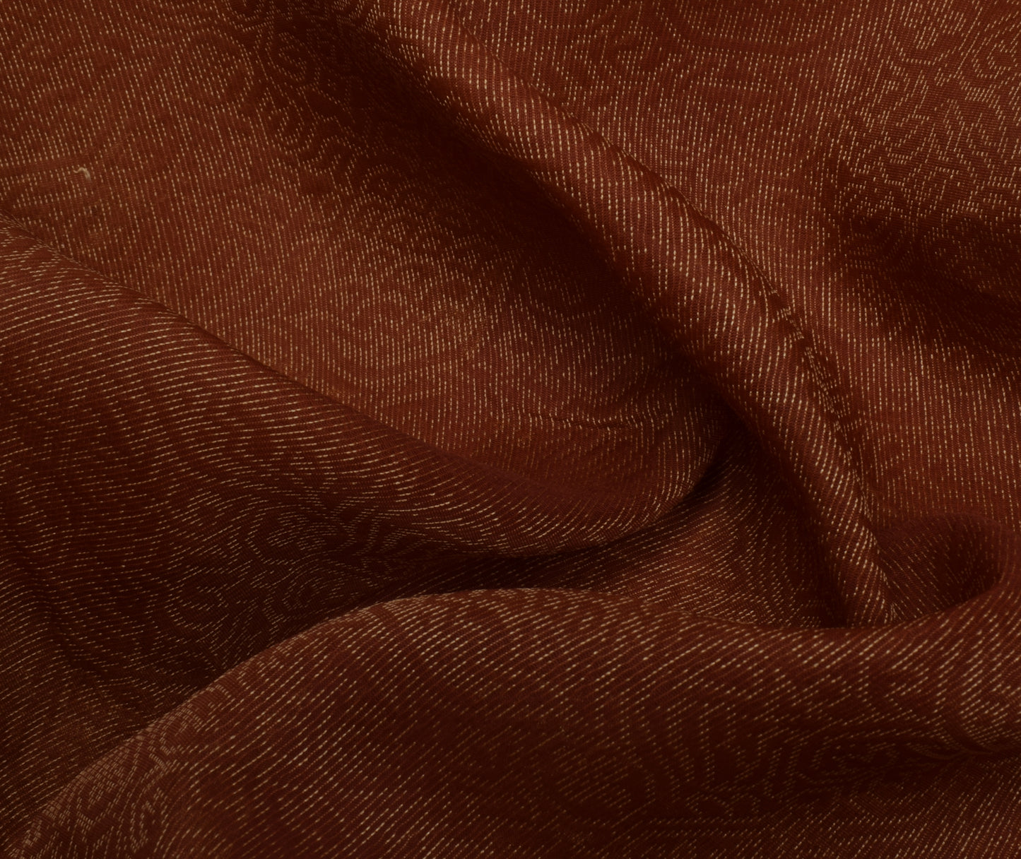 Sushila Vintage Indian Brown Sari Pure Silk Woven Floral Sari Craft Sheer Fabric