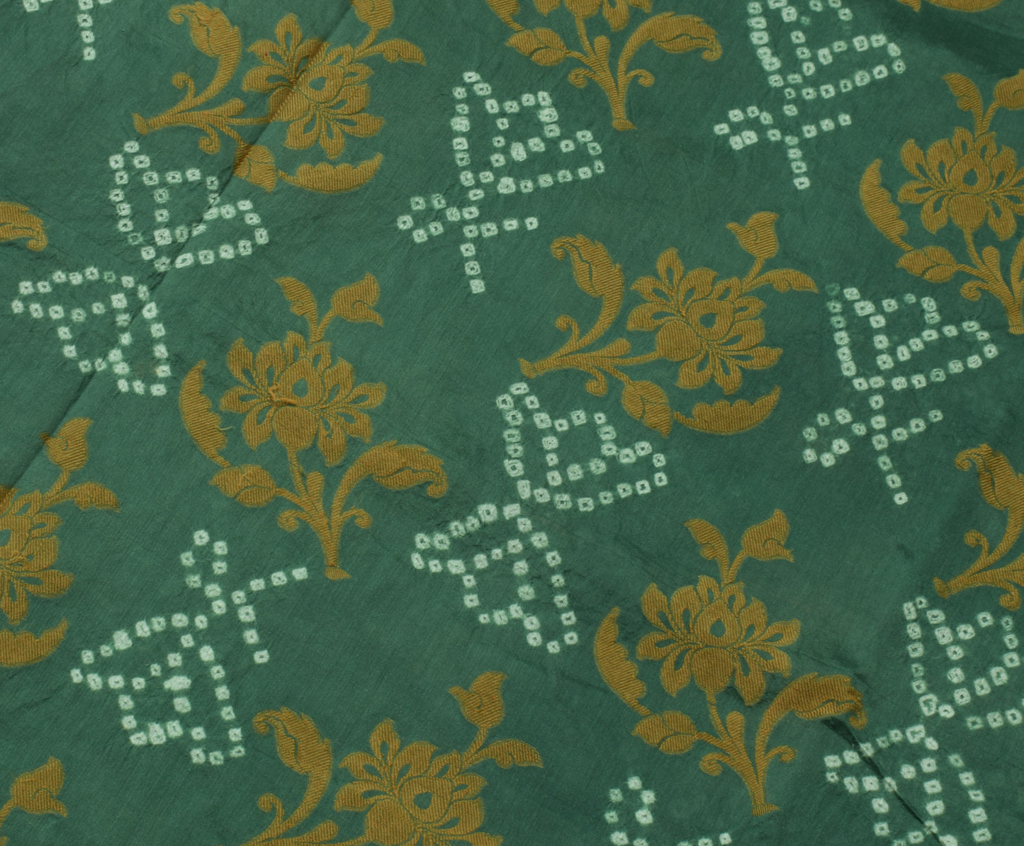Sushila Vintage Teal Green Saree Blend Silk Woven Floral Sari Craft 5 YD Fabric