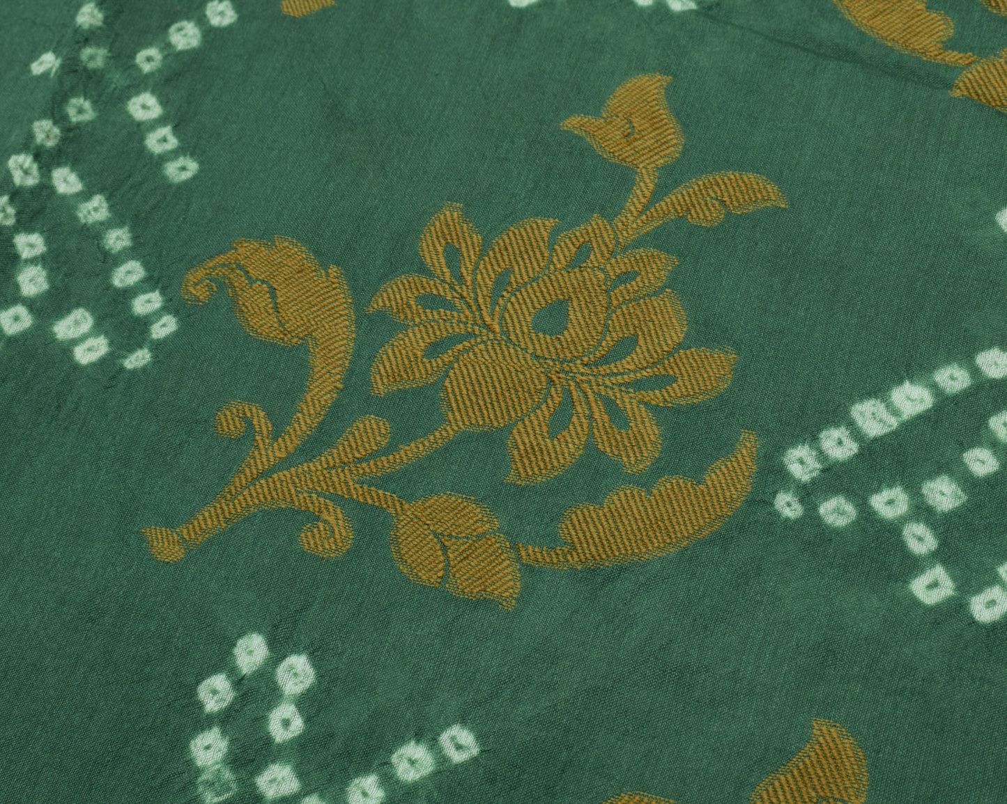 Sushila Vintage Teal Green Saree Blend Silk Woven Floral Sari Craft 5 YD Fabric