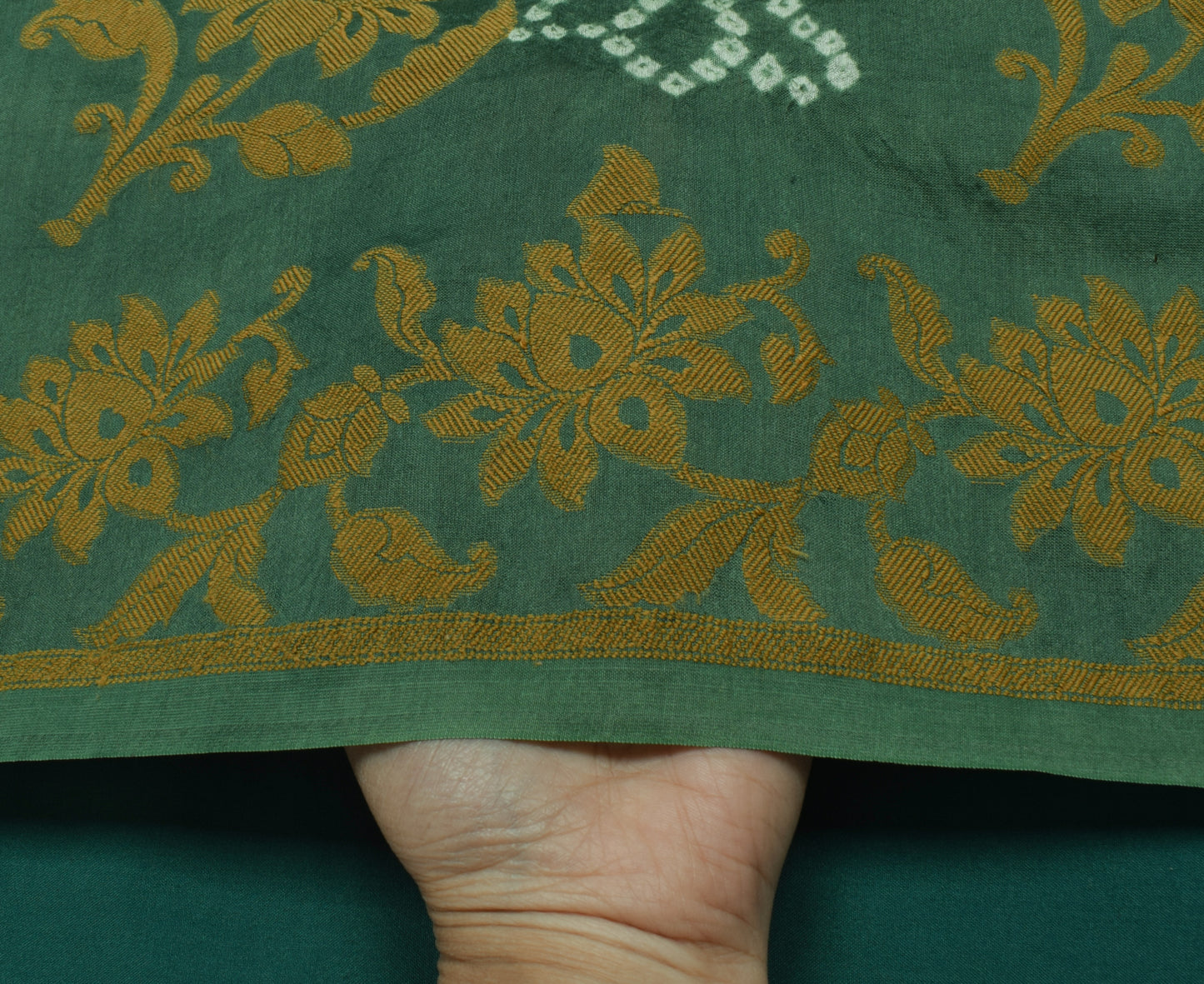 Sushila Vintage Teal Green Saree Blend Silk Woven Floral Sari Craft 5 YD Fabric