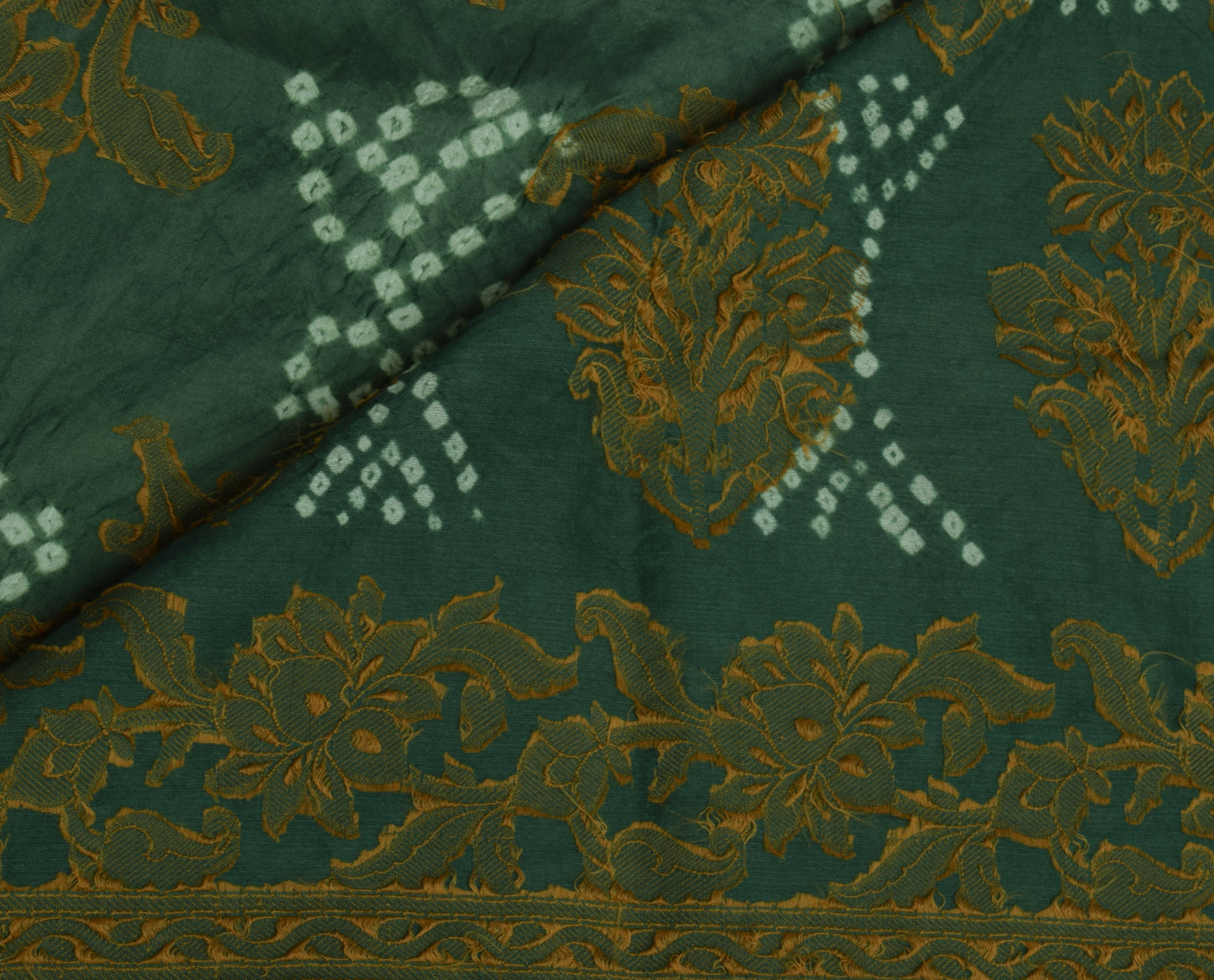 Sushila Vintage Teal Green Saree Blend Silk Woven Floral Sari Craft 5 YD Fabric