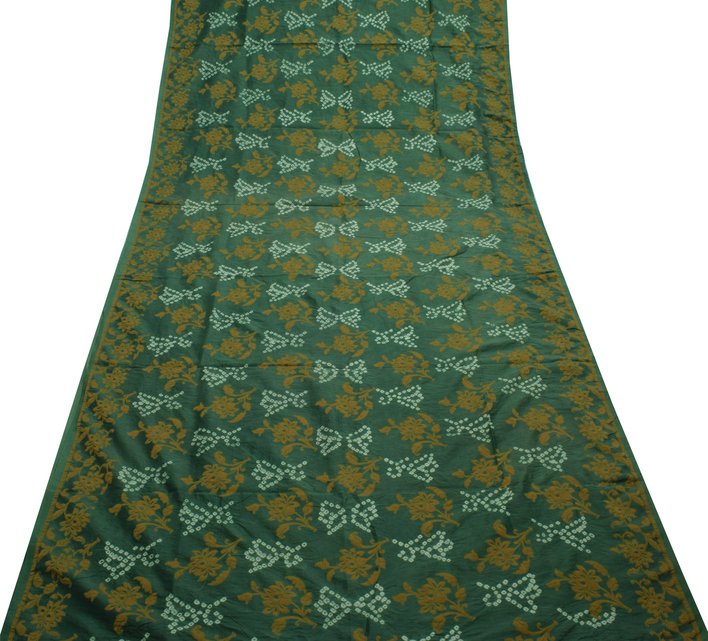 Sushila Vintage Teal Green Saree Blend Silk Woven Floral Sari Craft 5 YD Fabric