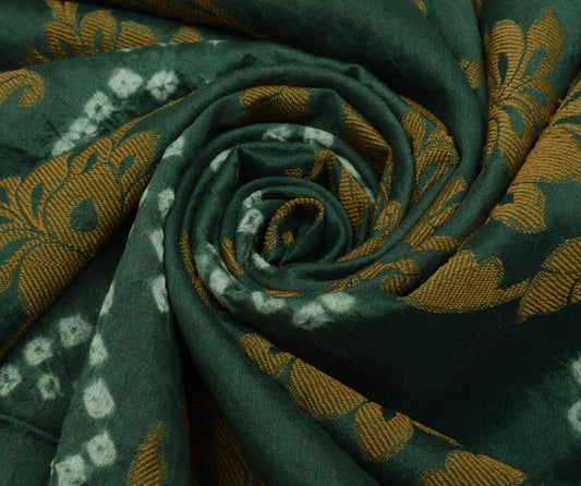 Sushila Vintage Teal Green Saree Blend Silk Woven Floral Sari Craft 5 YD Fabric