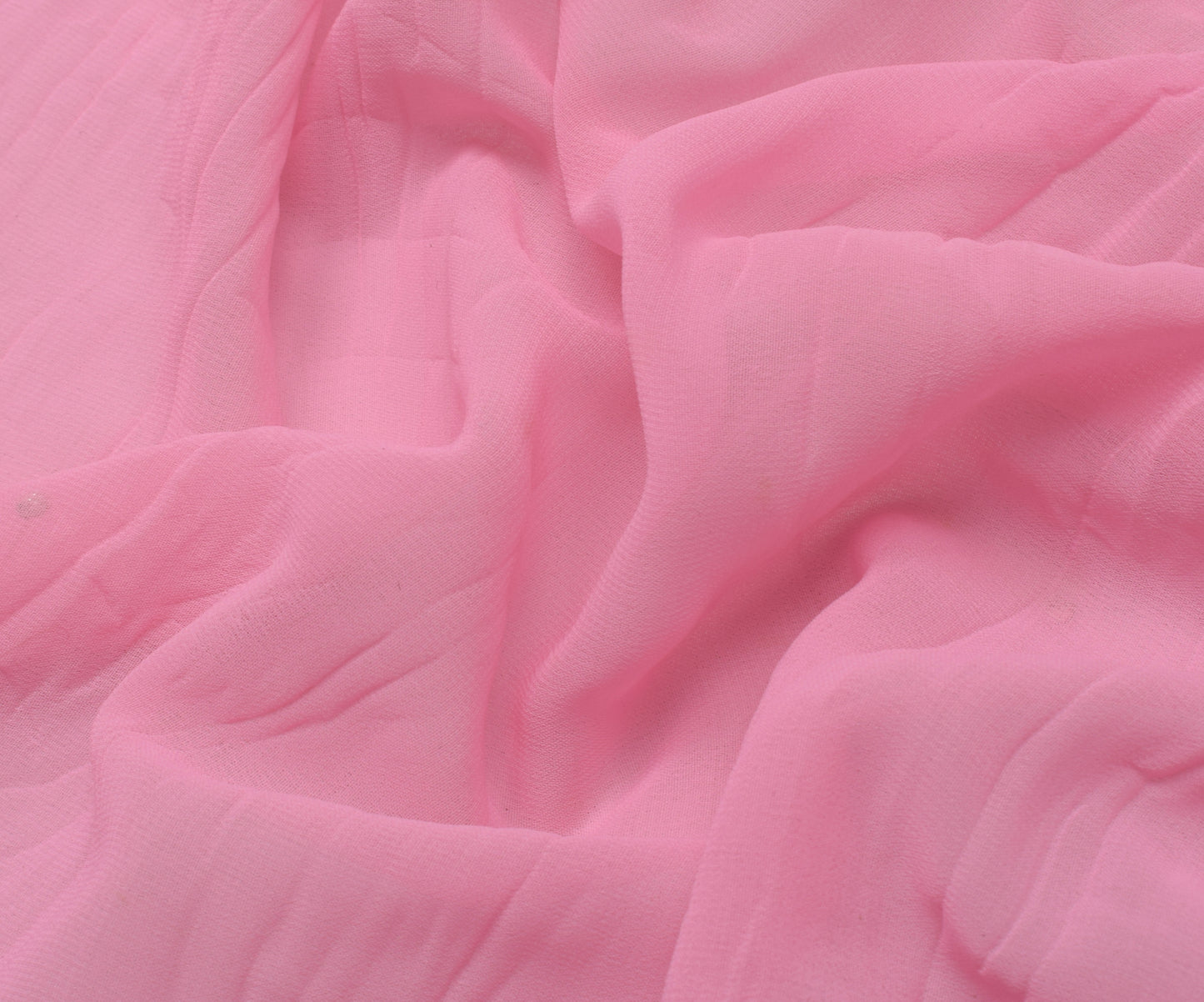 Sushila Vintage Pink Saree Art Georgette Silk & Net Mesh HEAVY Patch Work Sari Fabric