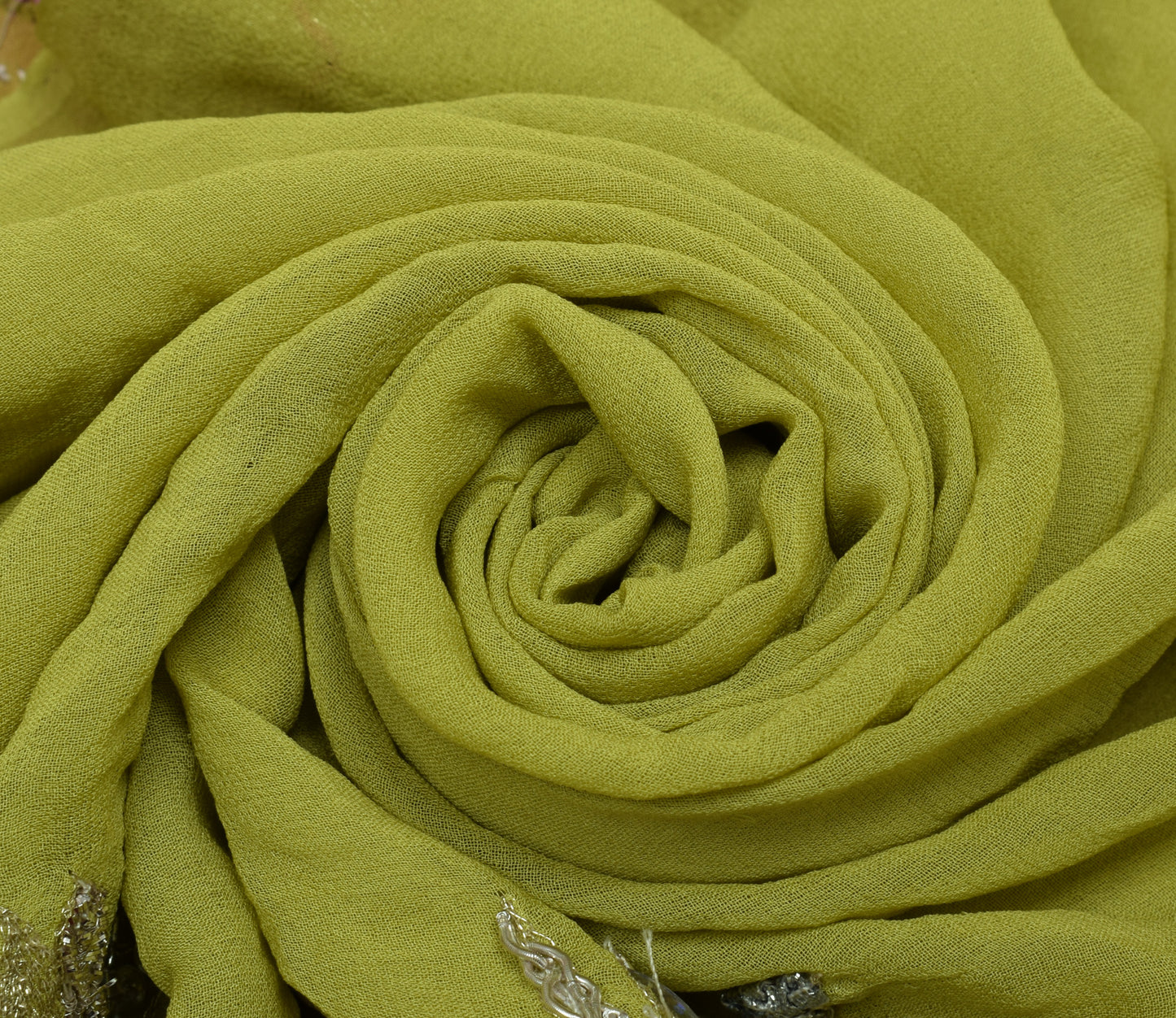 Sushila Vintage HEAVY Green Saree Pure Georgette Silk Hand Beaded Floral Sari Dress Fabric