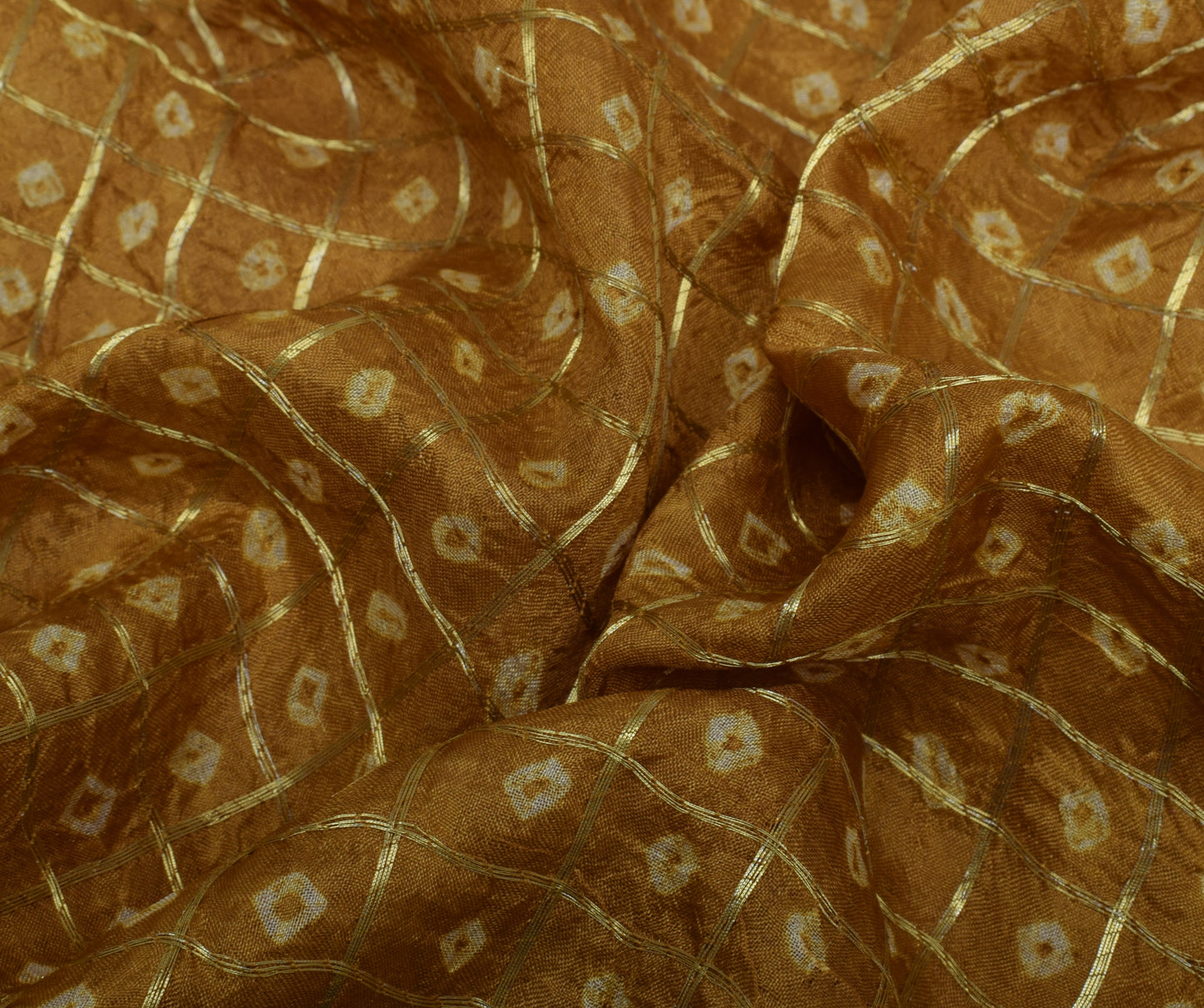 Sushila Vintage Green Saree 100% Pure Silk Bandhani Printed Sari Craft Fabric