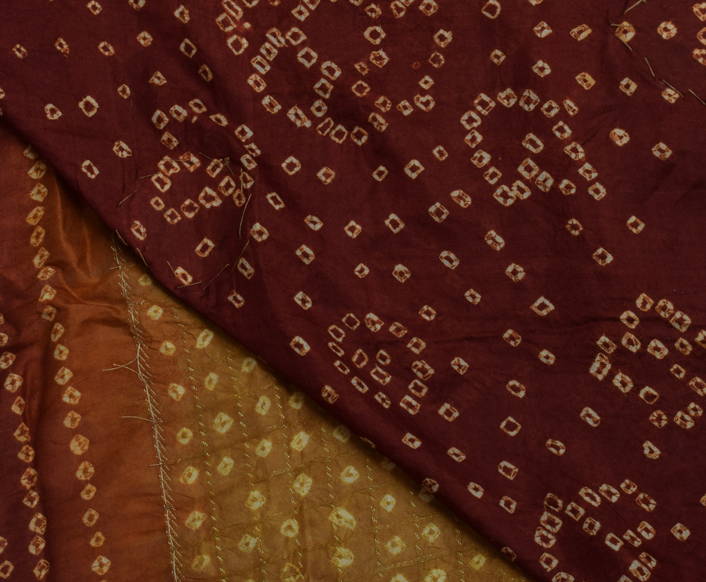 Sushila Vintage Green Saree 100% Pure Silk Bandhani Printed Sari Craft Fabric