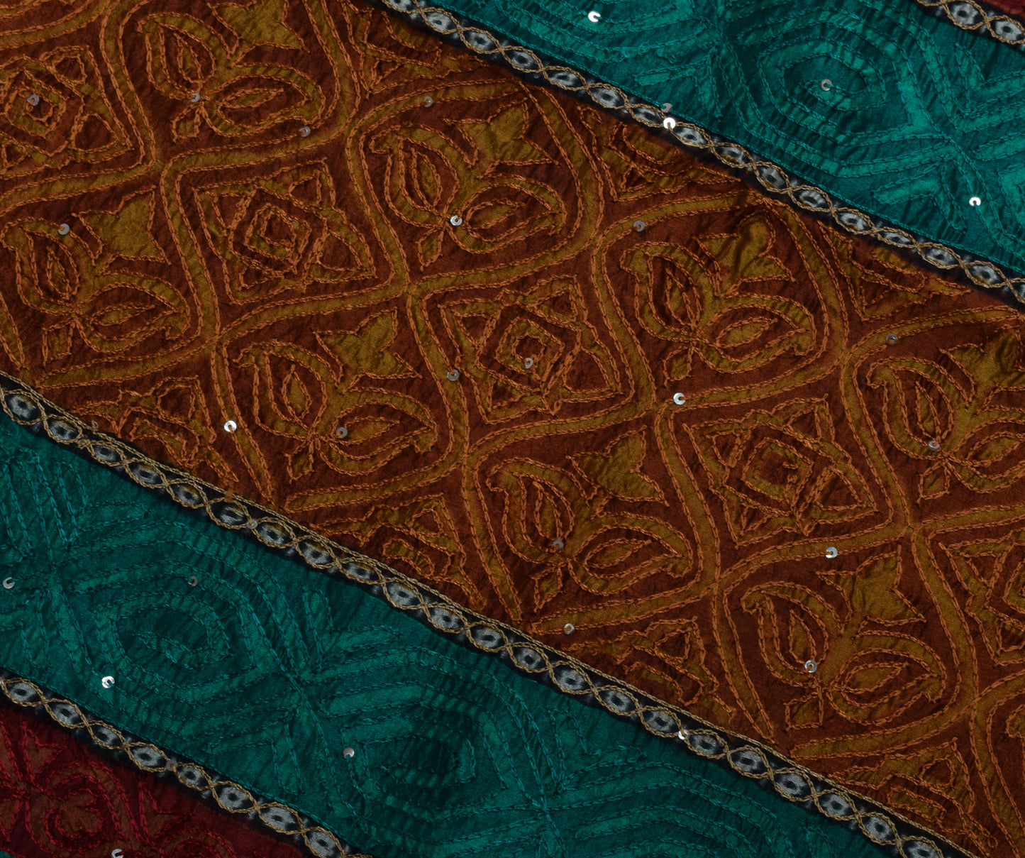 Sushila Vintage Indian Saree 100% Pure Silk Embroidered Sari Craft 5 Yard Fabric