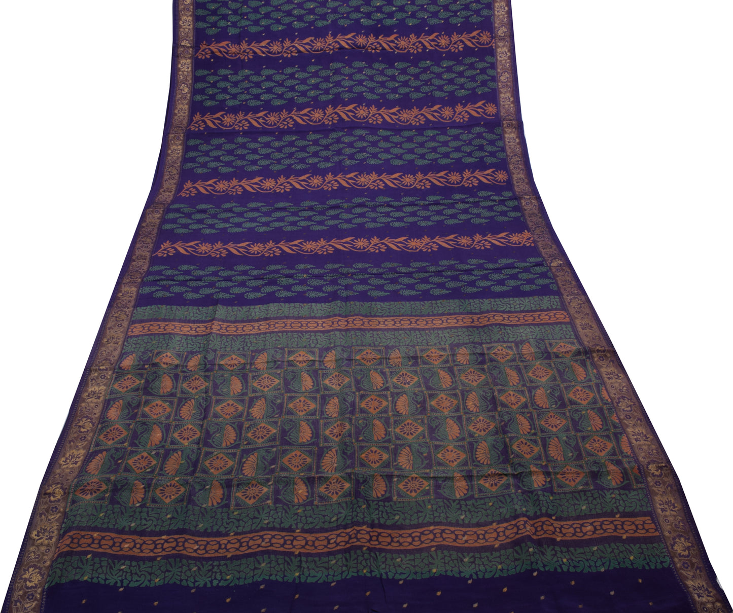Sushila Vintage Purple Saree Pure Georgette Silk Printed & Woven Sari Fabric