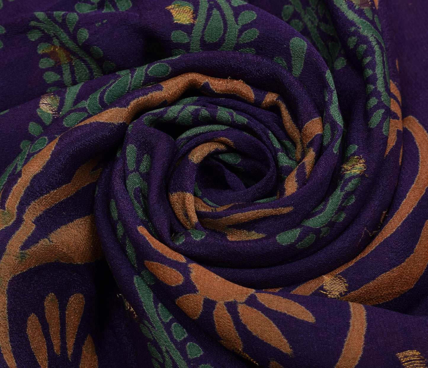 Sushila Vintage Purple Saree Pure Georgette Silk Printed & Woven Sari Fabric