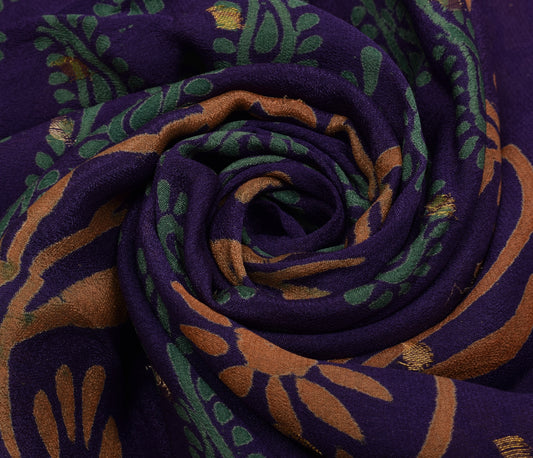 Sushila Vintage Purple Saree Pure Georgette Silk Printed & Woven Sari Fabric