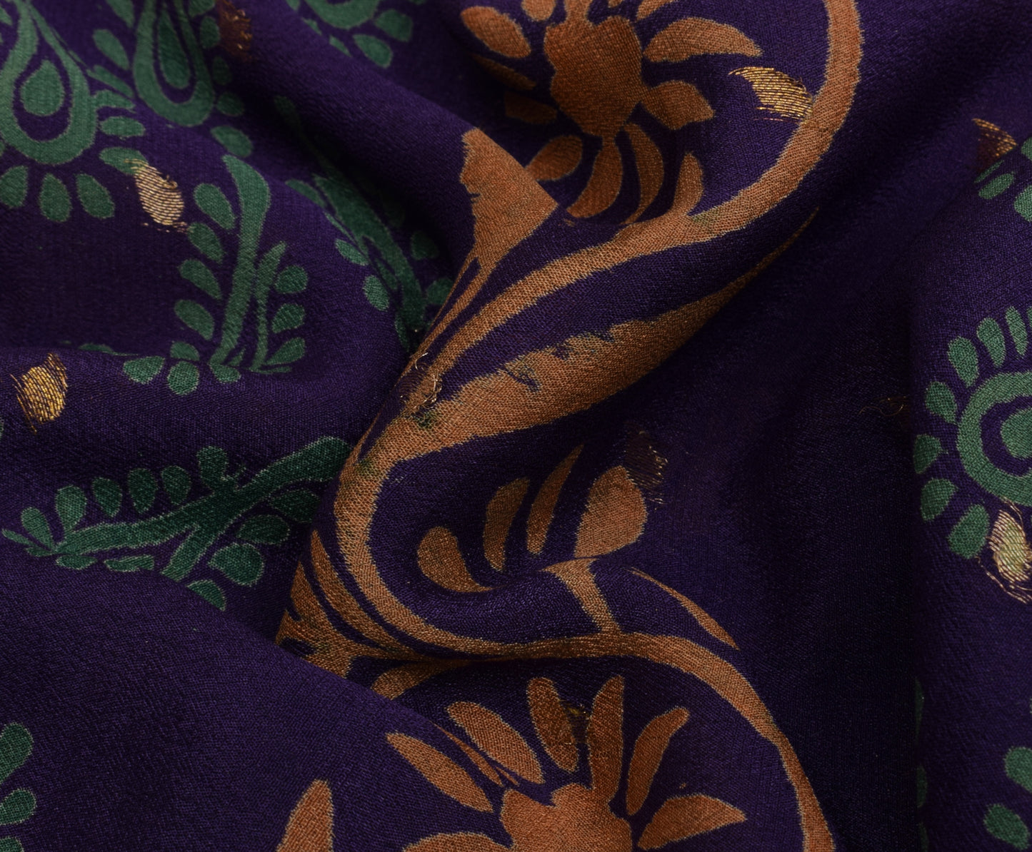 Sushila Vintage Purple Saree Pure Georgette Silk Printed & Woven Sari Fabric