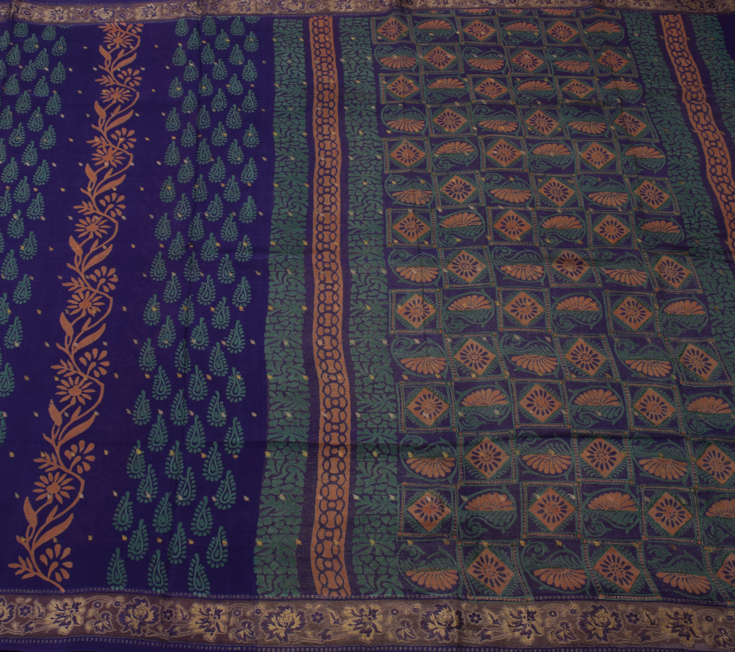 Sushila Vintage Purple Saree Pure Georgette Silk Printed & Woven Sari Fabric