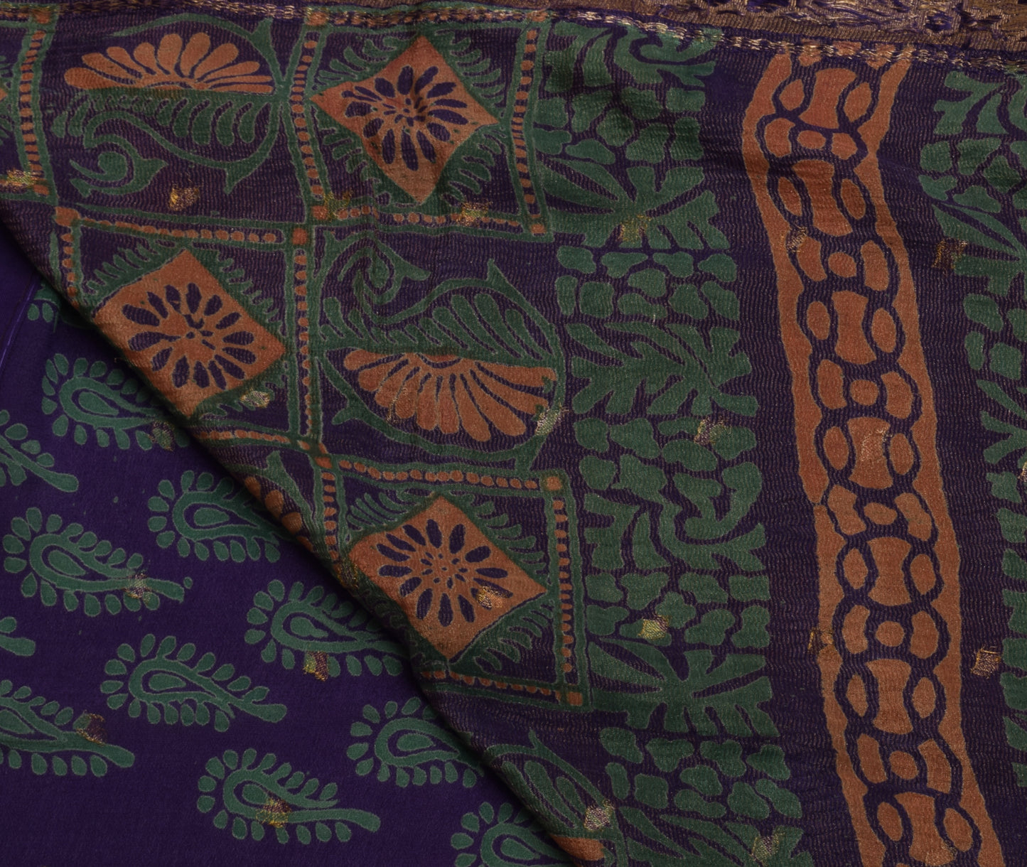 Sushila Vintage Purple Saree Pure Georgette Silk Printed & Woven Sari Fabric