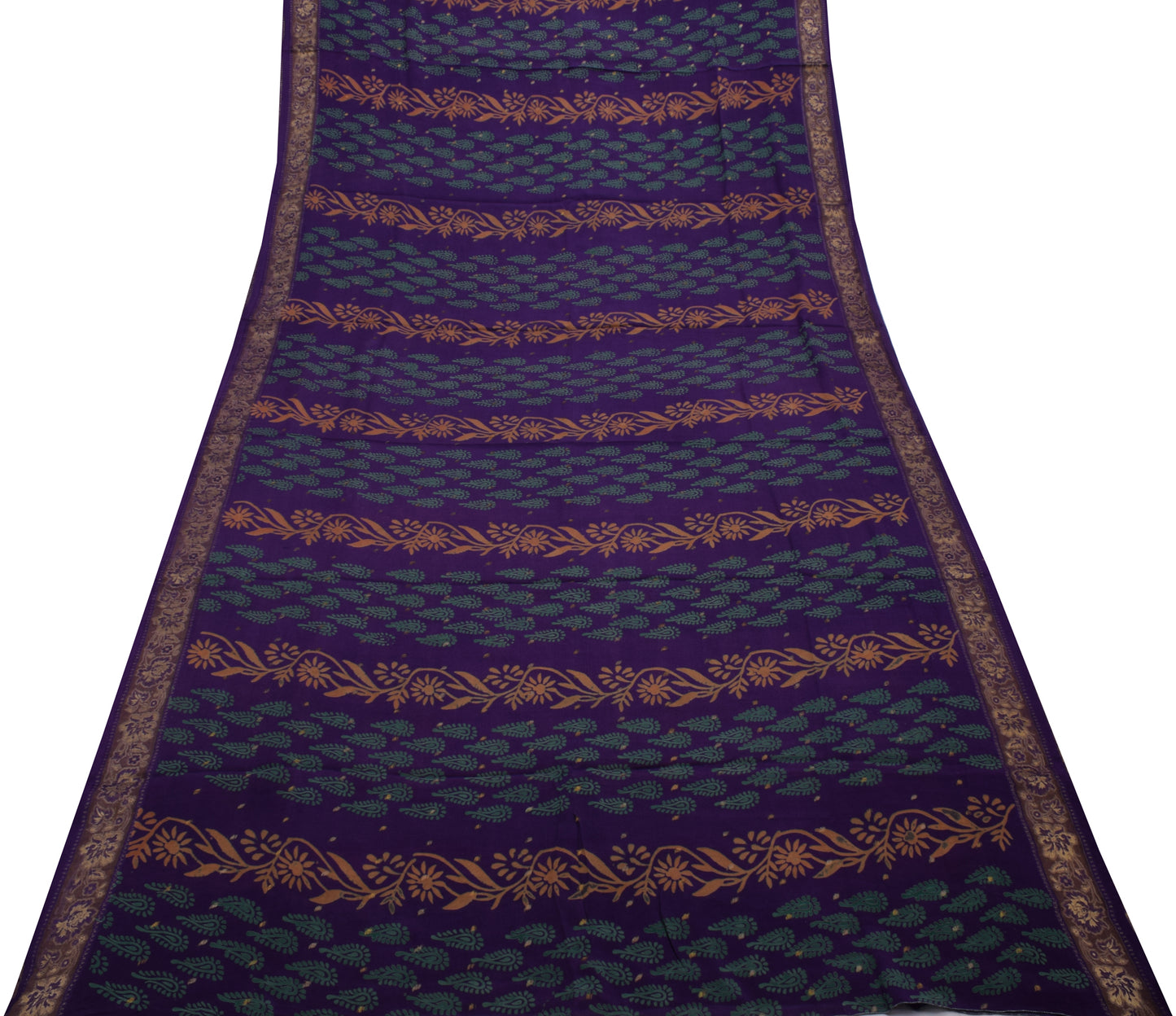 Sushila Vintage Purple Saree Pure Georgette Silk Printed & Woven Sari Fabric