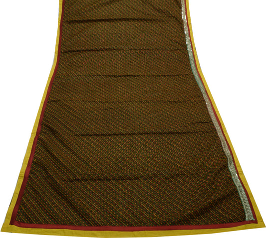 Sushila Vintage Indian Green Saree 100% Pure Cotton Sari 5 Yard Craft Fabric