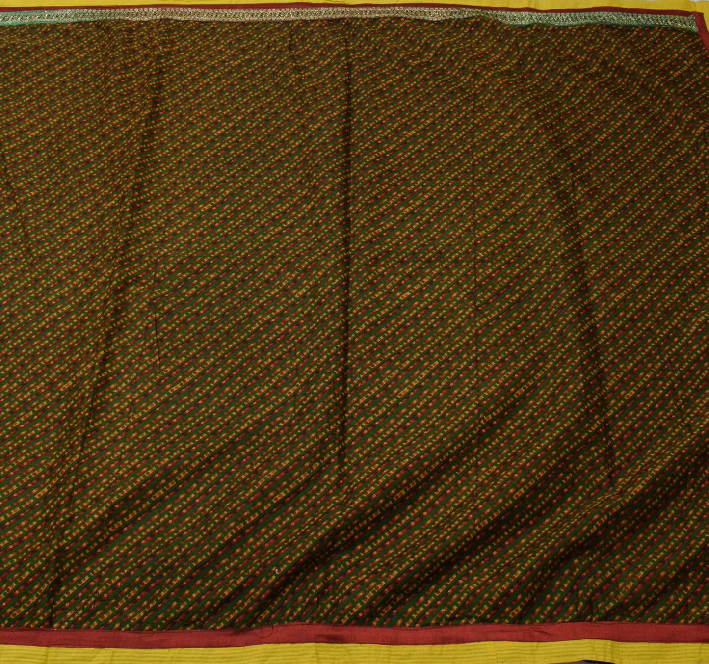 Sushila Vintage Indian Green Saree 100% Pure Cotton Sari 5 Yard Craft Fabric