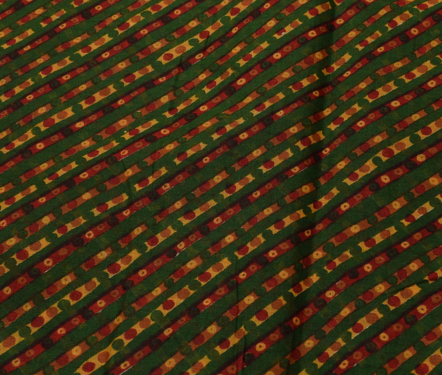Sushila Vintage Indian Green Saree 100% Pure Cotton Sari 5 Yard Craft Fabric