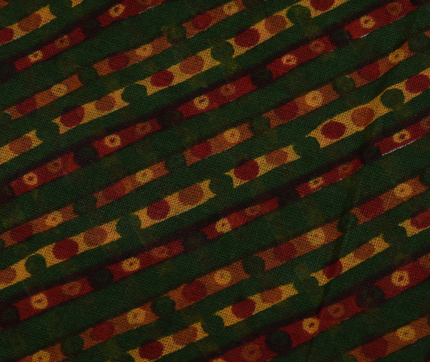 Sushila Vintage Indian Green Saree 100% Pure Cotton Sari 5 Yard Craft Fabric