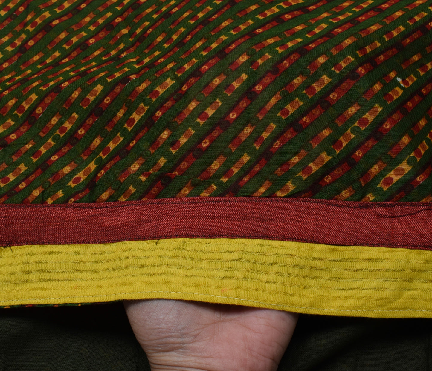 Sushila Vintage Indian Green Saree 100% Pure Cotton Sari 5 Yard Craft Fabric