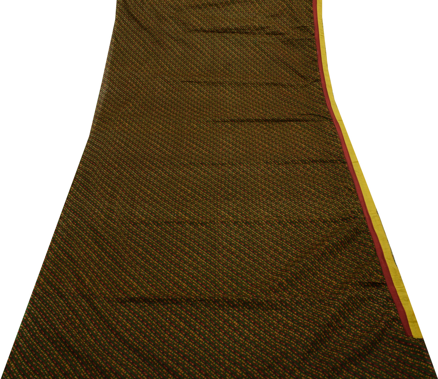 Sushila Vintage Indian Green Saree 100% Pure Cotton Sari 5 Yard Craft Fabric