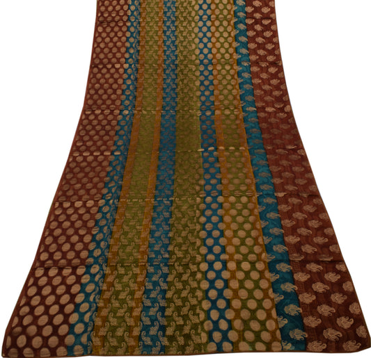 Sushila Vintage Multi-Color Saree Pure Georgette Silk Zari Woven Sari Fabric