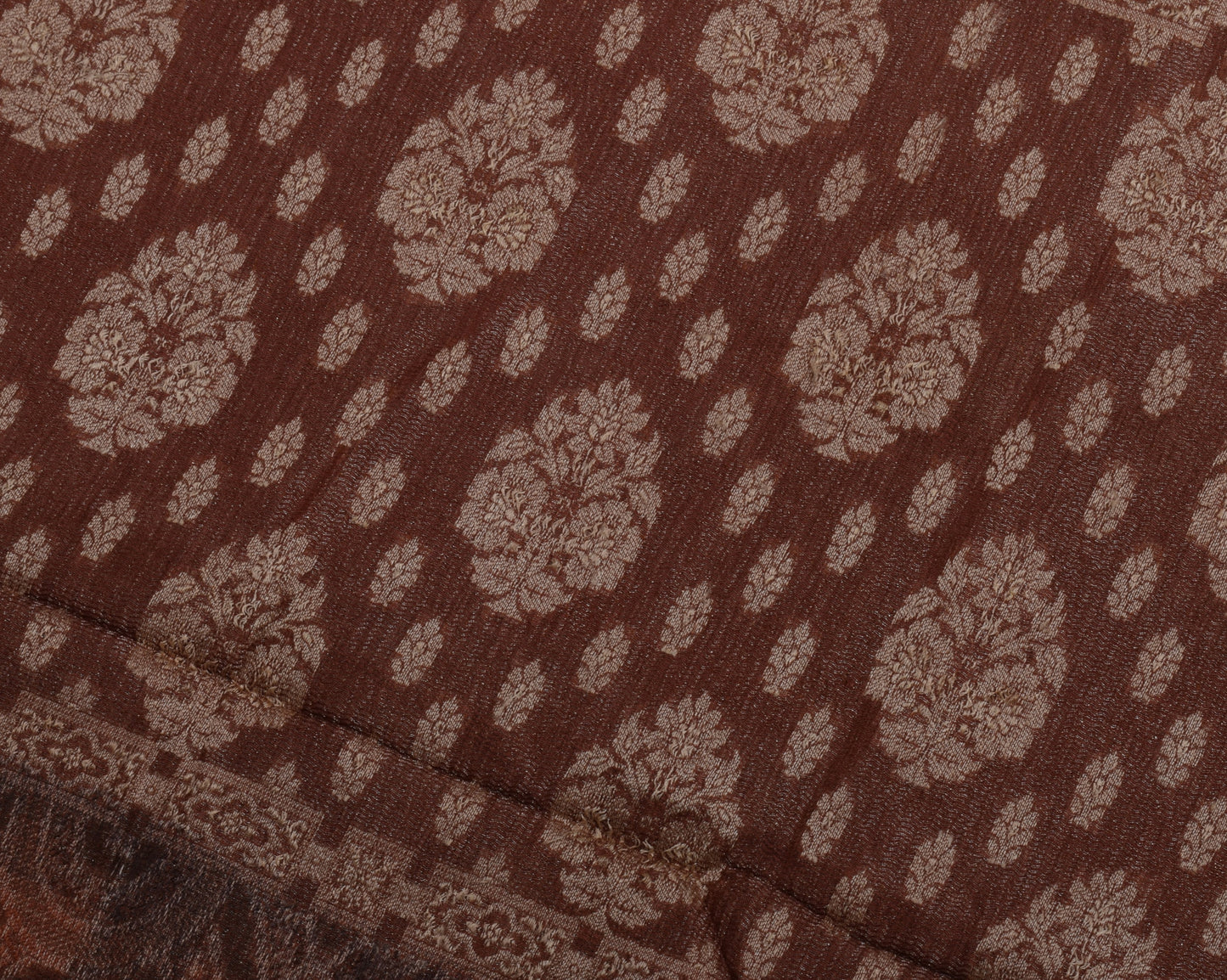Sushila Vintage Indian Saree Pure Tissue Silk Woven Floral Sari Craft Fabric