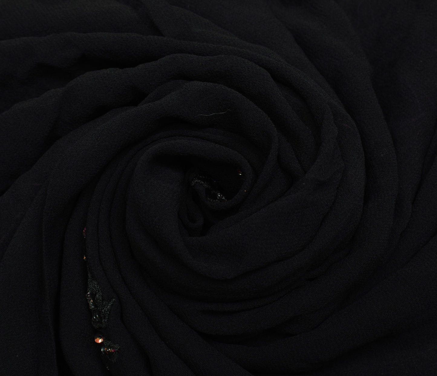 Sushila Vintage Black Saree Pure Georgette Silk Embroidered Floral Sari Fabric