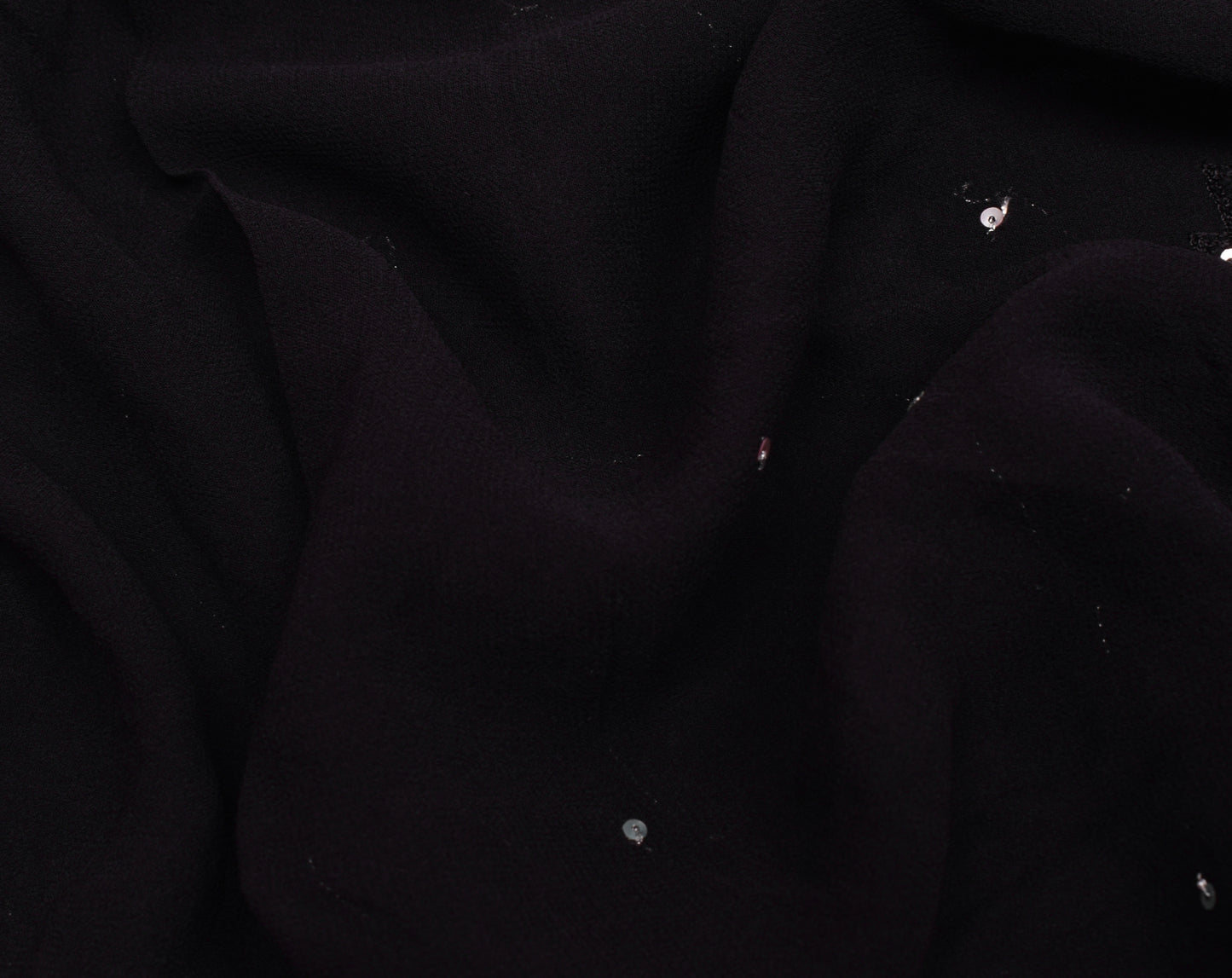Sushila Vintage Black Saree Pure Georgette Silk Hand Embroidered Sari Fabric
