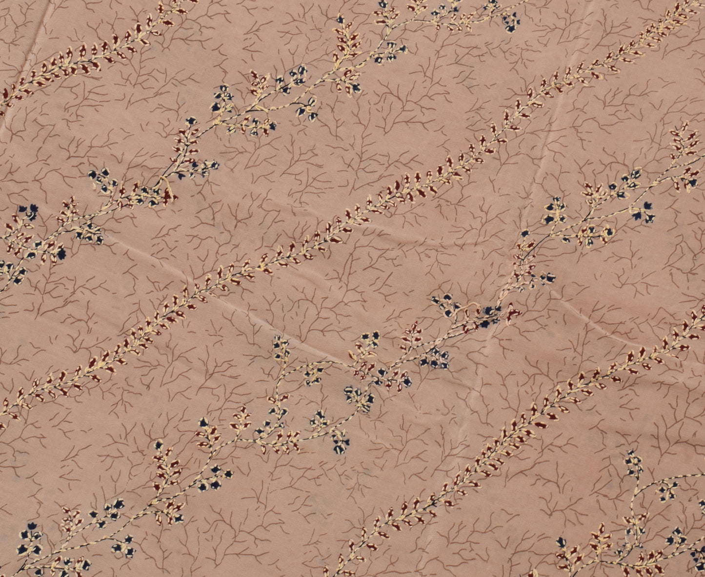 Sushila Vintage Indian Saree Pure Crepe Silk Hand Embroidered Kantha Sari Fabric