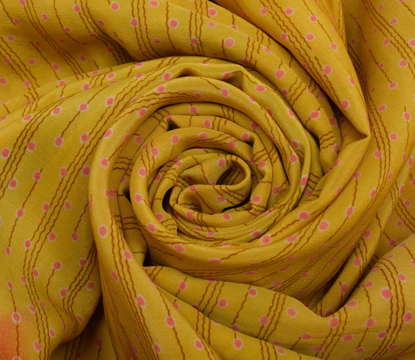 Sushila Vintage Yellow Saree Pure Crepe Silk Hand Beaded & Printed Sari Fabric