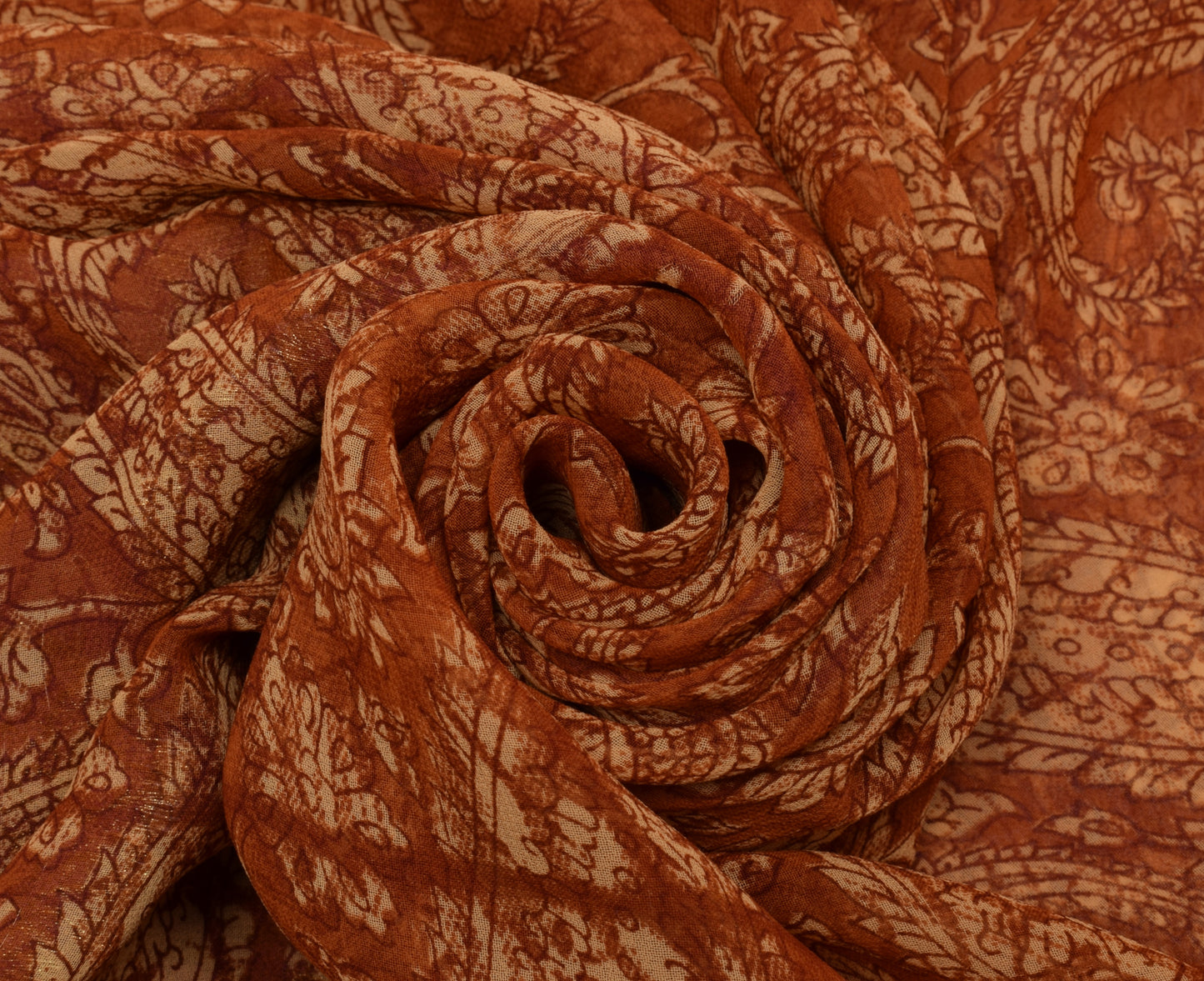 Sushila Vintage Indian Saree Blend Georgette Silk Printed Paisley Sari Fabric