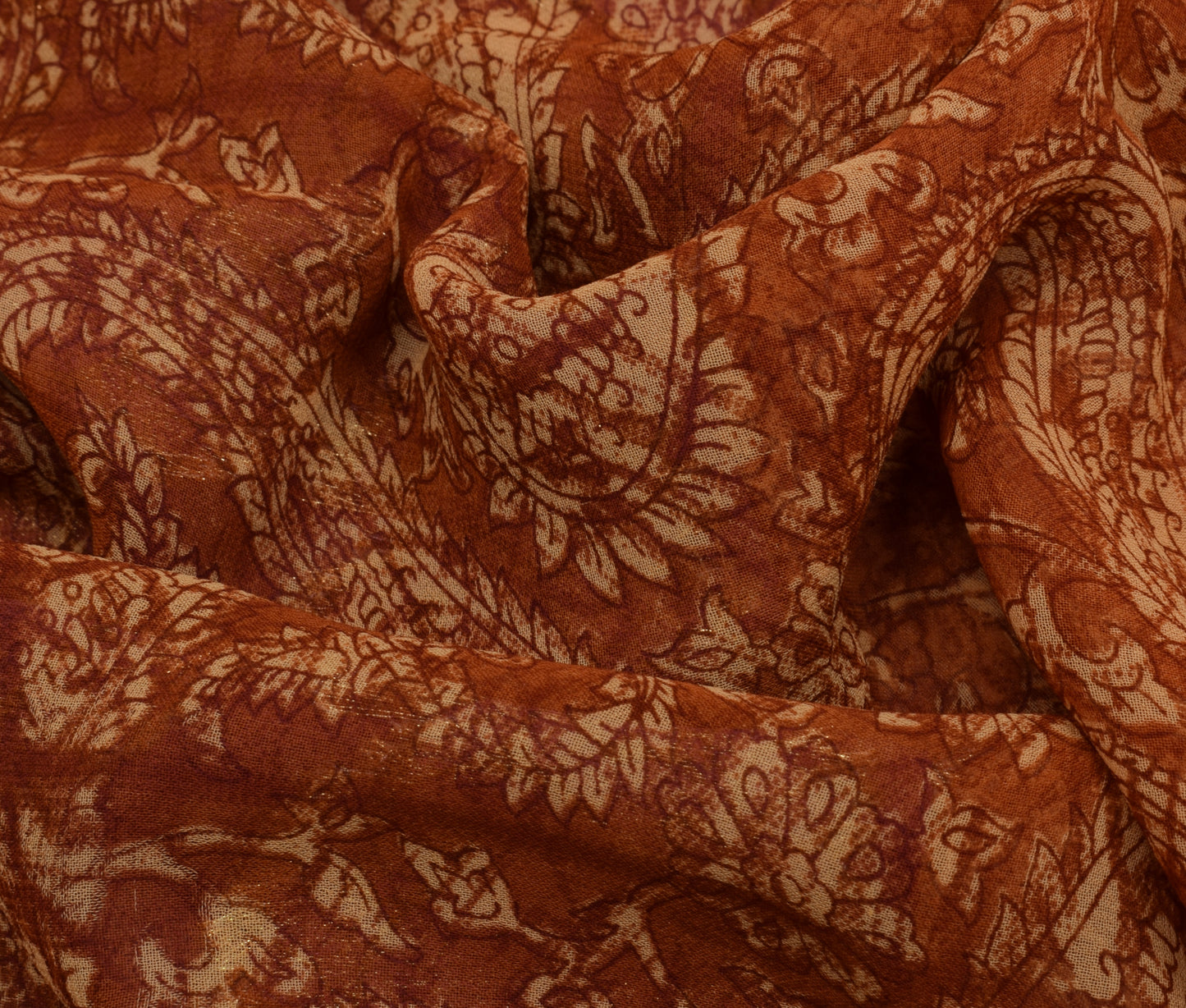 Sushila Vintage Indian Saree Blend Georgette Silk Printed Paisley Sari Fabric