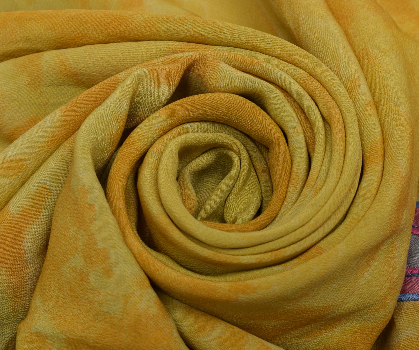 Sushila Vintage Indian Yellow Saree Pure Crepe Silk Printed Sari 5 Yard Fabric