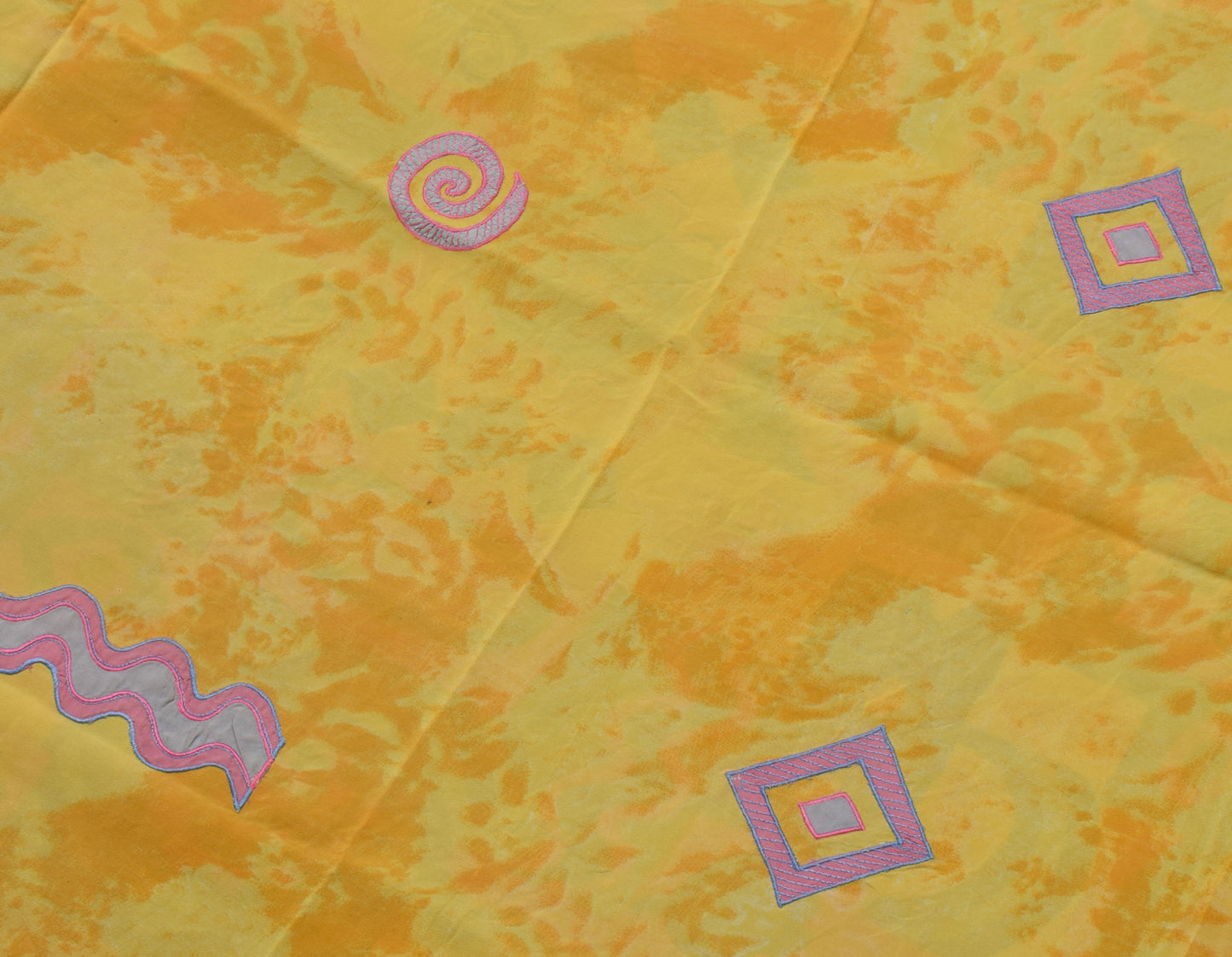 Sushila Vintage Indian Yellow Saree Pure Crepe Silk Printed Sari 5 Yard Fabric