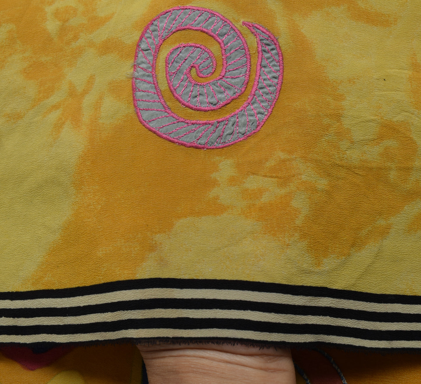 Sushila Vintage Indian Yellow Saree Pure Crepe Silk Printed Sari 5 Yard Fabric