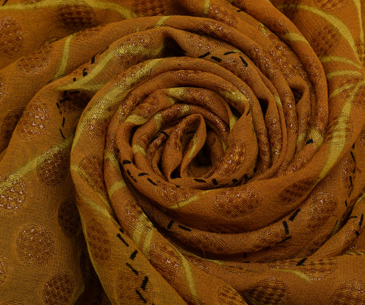 Sushila Vintage Mustard Saree Pure Georgette Silk Woven & Floral Sari Fabric