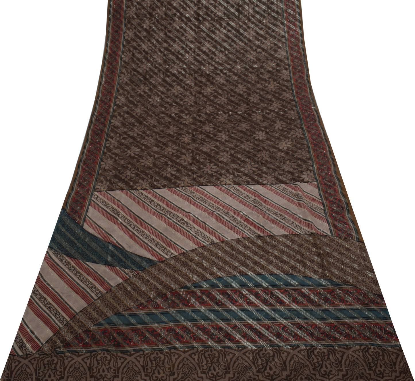 Sushila Vintage Indian Saree Pure Georgette Silk Printed & Woven Sari Fabric
