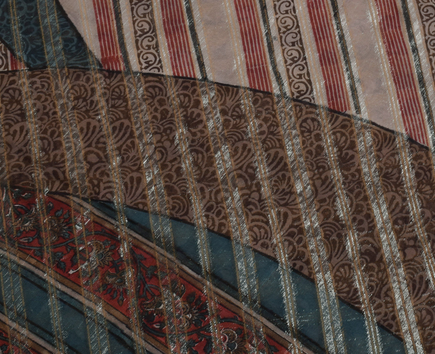 Sushila Vintage Indian Saree Pure Georgette Silk Printed & Woven Sari Fabric