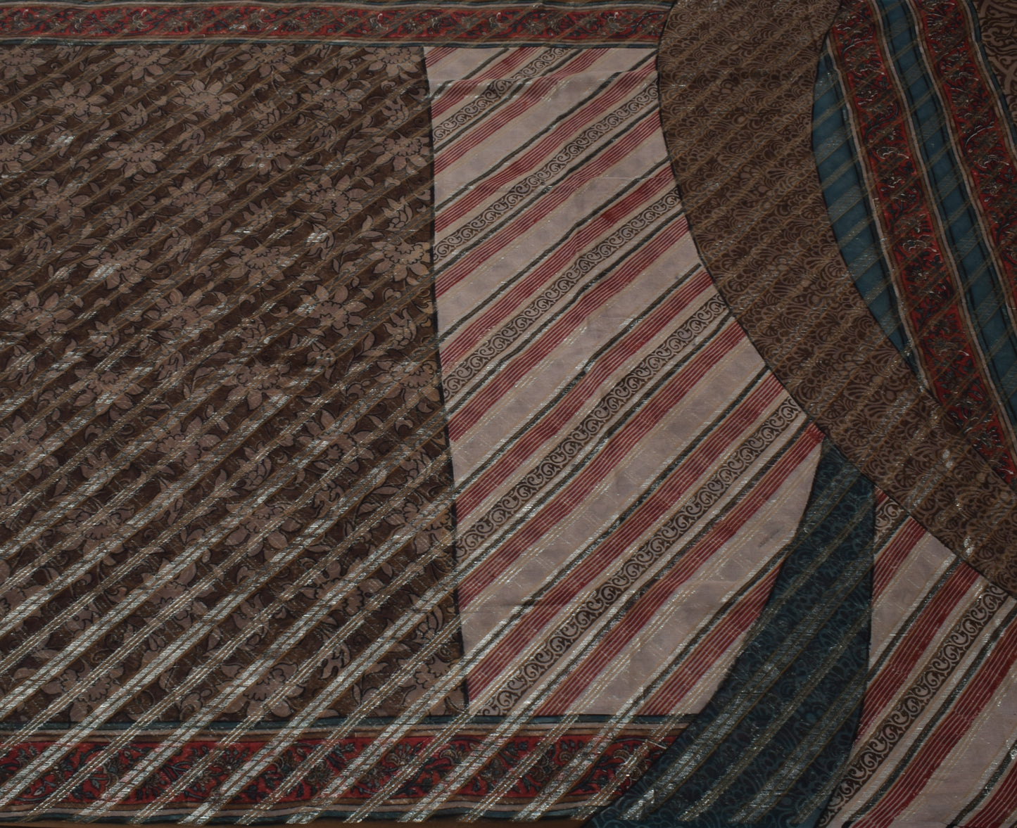 Sushila Vintage Indian Saree Pure Georgette Silk Printed & Woven Sari Fabric