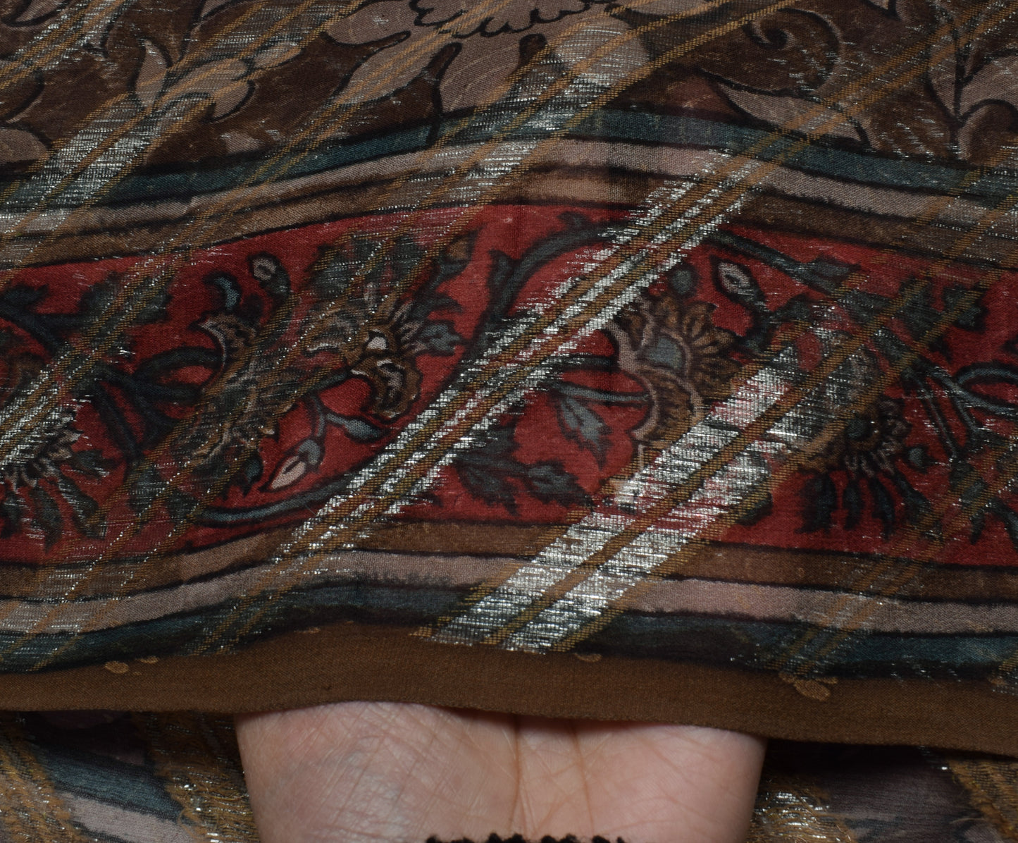 Sushila Vintage Indian Saree Pure Georgette Silk Printed & Woven Sari Fabric