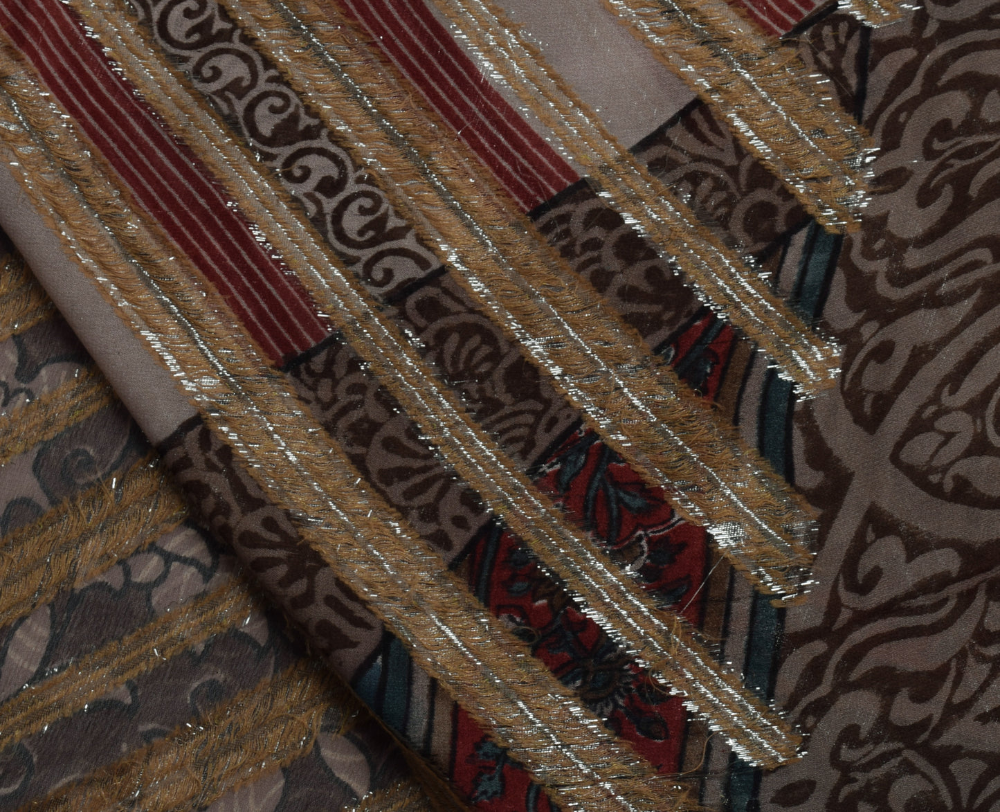 Sushila Vintage Indian Saree Pure Georgette Silk Printed & Woven Sari Fabric