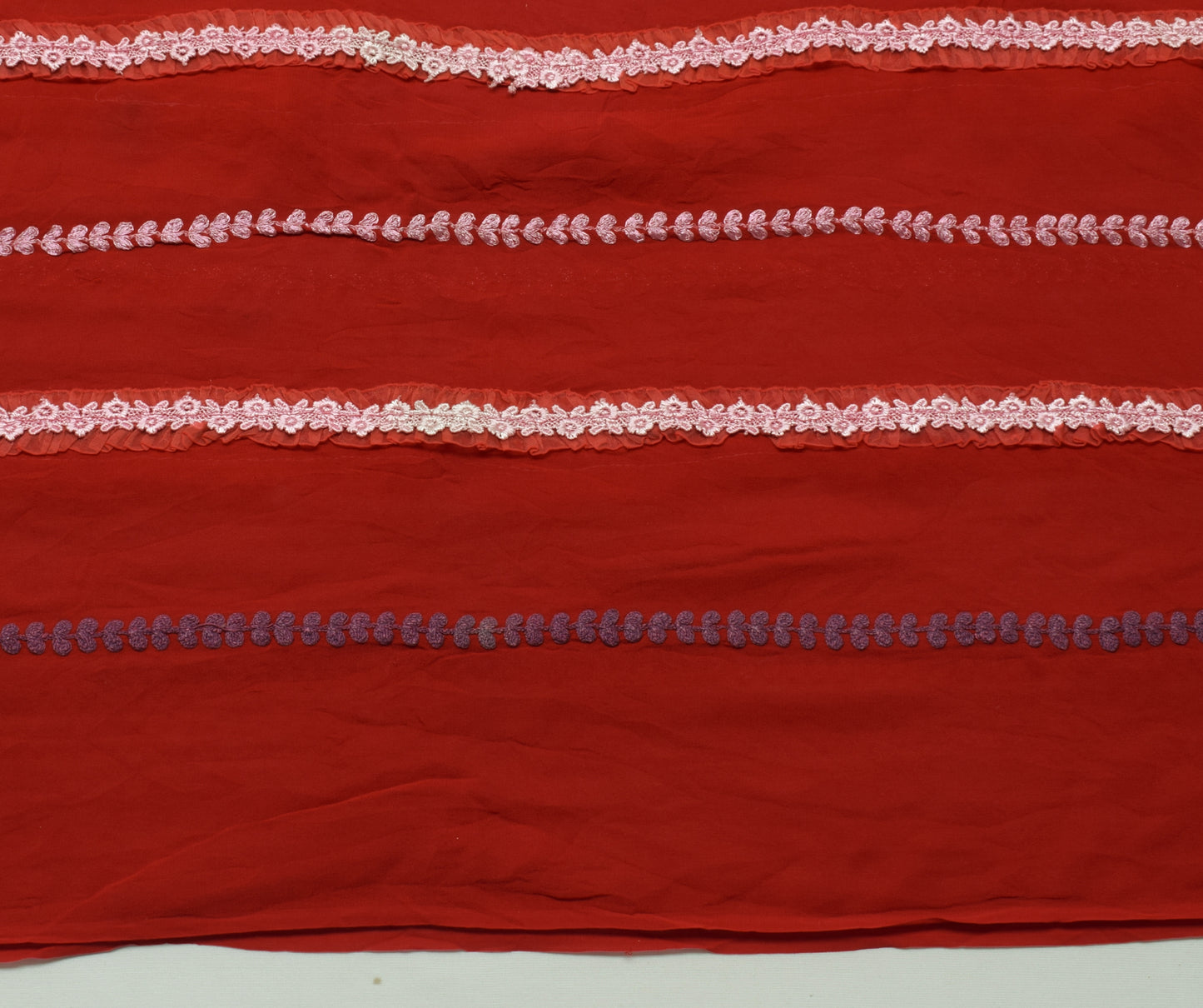 Sushila Vintage Tie-Dye Saree Pure Georgette Red Orange Printed Sari Craft Fabric