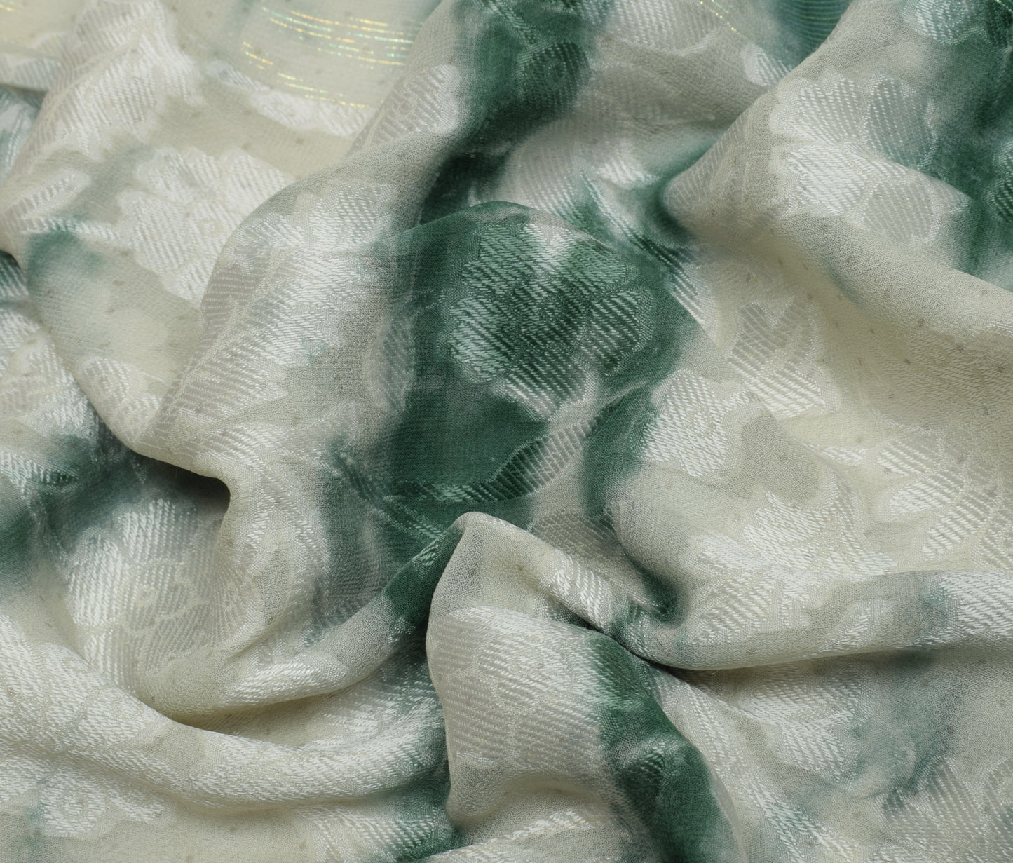 Sushila Vintage Cream Saree Pure Georgette Silk Woven Floral Sari Craft Fabric
