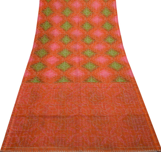 Sushila Vintage Multi-Color Saree Blend Cotton Printed Sari Craft Decor Fabric